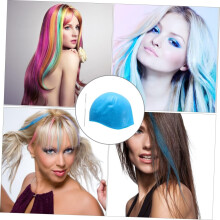 Gorro de silicona para teñir el cabello, herramienta de teñido con aguja para uso en salones de belleza, ajuste cómodo, gorro azul para mechas.