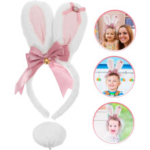 Iepure ureche pluș fundă ornament pentru petrecere accesoriu de păr coadă de iepuraș adorabilă pentru costum de cosplay
