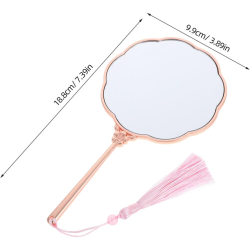 Travel Portable Makeup Mirror Retro Vintage Style Hand Mirror Handle Multiuse 1