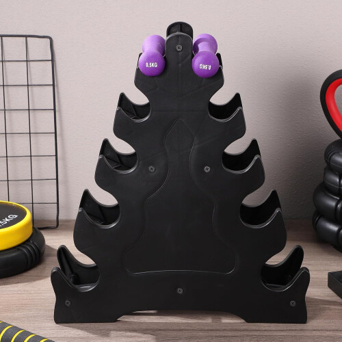 Home Dumbbell Rack Floor Stand 5-Tier Leaf Design Weight Storage Organizer