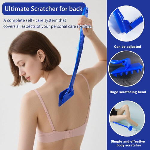 Long Foldable Back Scratcher - Extendable Massage Tool for Itch Relief Blue 2