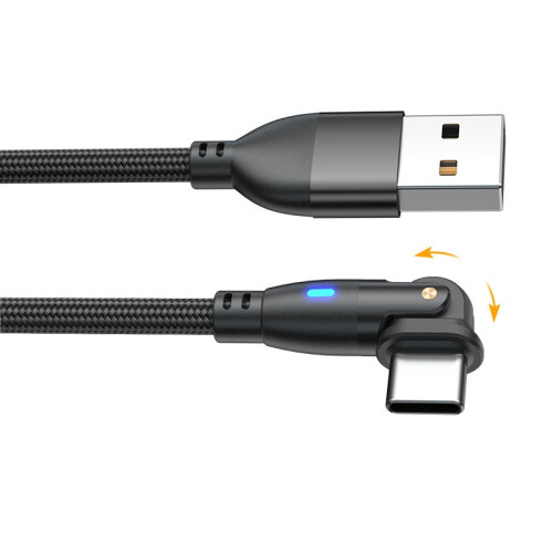 2-Pack USB to Type-C 180 Rotating Charging Cable - Fast Charging & Data Transfer Black 2 m 1