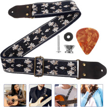 Tracolla regolabile per chitarra, in nylon antiusura e pelle di cavallo, per una presa sicura.