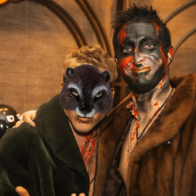 Halloween-Eichhörnchen-Tiermaske, Halbgesichtsmaske aus PU-Schaum, süße Cosplay-Maske