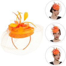 Haarspange mit Federkopfblume, Netz-Fascinator-Haarreif für Damen, Teeparty-Hochzeitsdekoration, Braut-Haarschmuck, Orange