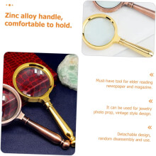 Lupă portabilă vintage din sticlă, mâner detașabil, aliaj de zinc și material de sticlă, lupă de citit portabilă