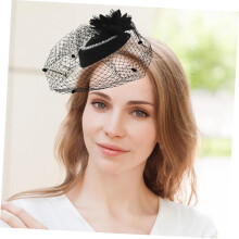 Elegante Vintage Top chapéu chapéu para mulheres pérola cabelo acessórios malha véu