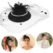 Eleganter Vintage-Zylinder-Kopfschmuck für Damen, Perlen-Haaraccessoires, Netzschleier