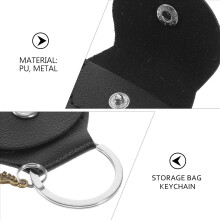 Svart gitaroppbevaringsveske nøkkelring Pu metallplekterholder delikat praktisk design f