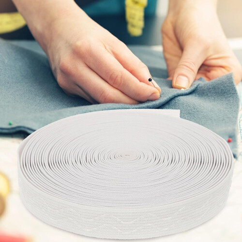 Knitted Elastic Band 2Cm White Stretch Strap with Non-Slip Glue Coating, High Elastic Cuff Strap 2