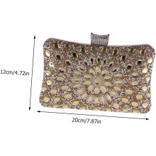 Elegante pochette da sera per donna, borsa a mano in raso dorato, piccola borsetta da banchetto per matrimoni e feste.