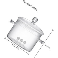 Glass Stockpot Soup Pot 1350ml Double Handle Premium Glass Material Heat Resistant Slow Heat Dissipation