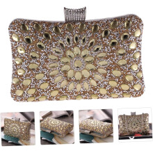 Luxuriöse Abendclutch für Damen, goldfarbene Satinhandtasche, kleine elegante Handtasche für Hochzeiten und Partys