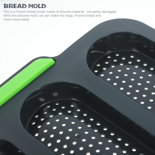 Silikon franskbrødform med 3 hull for brødbaking Solid silikonbrødform med slippbelegg 2