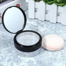 Přenosné prázdné pudrové pouzdro se zrcátkem a elastickým sítkem na make-up a pudrovou nádobku
