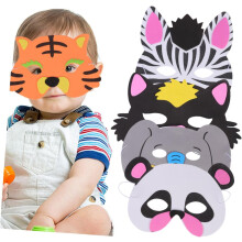 5er-Pack Karnevalsmasken für Jungen und Mädchen: Elefant, Tiger, Zebra, Panda, Katze – Masken für Geburtstagsfeiern