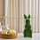 Osterdekoration mit beflocktem Hasen, stehende Hasenfigur mit Blumenkranz, Tisch-Gartenfigur 7