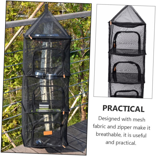 4 Layers Outdoor Drying Net with Zipper Foldable Mesh Storage Dryer 2