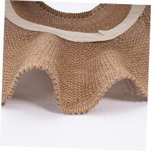 Gestrickter, leerer Sommerhut aus Stroh mit breiter Krempe, Sonnenschutz, ideal für den Strand, kreatives Schleifendesign für Damen