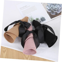 Gorro de punto vacío, gorro de verano con protección solar, ala ancha, de paja, para la playa, para mujer, con diseño creativo de lazo.