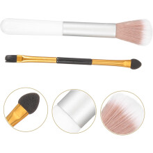 Highlighter-Pinsel, Konturenpinsel, doppelseitiger Make-up-Pinsel, Lidschattenpinsel, Holzgriff, ideal für unterwegs