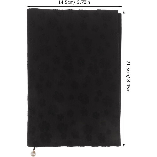 Fabric Book Cover Black Protective Sleeve Washable Cloth Material for Diary and Notebook 1