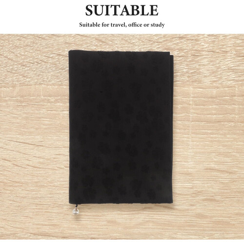 Fabric Book Cover Black Protective Sleeve Washable Cloth Material for Diary and Notebook 2
