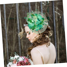 Fascinator Hat Flower Mesh and Plume Vintage Hair Clip for Tea Party Bridal and Wedding Accessories