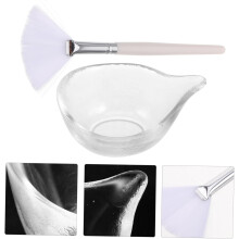Set de boluri pentru amestecarea măștilor faciale, bol din sticlă pentru ser și pensulă cu cap plat în formă de evantai pentru mască facială