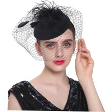 Retro Blommig Hårnål Fascinatorer för Dam Fascinator Hatt för Möhippa Slöja Elegant Huvudbonad för Tebjudning Svart