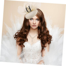 Hovhatt Dam Fascinator Elegant Plym Bröllop Huvudbonad Fest Kyrka Håraccessoarer Beige