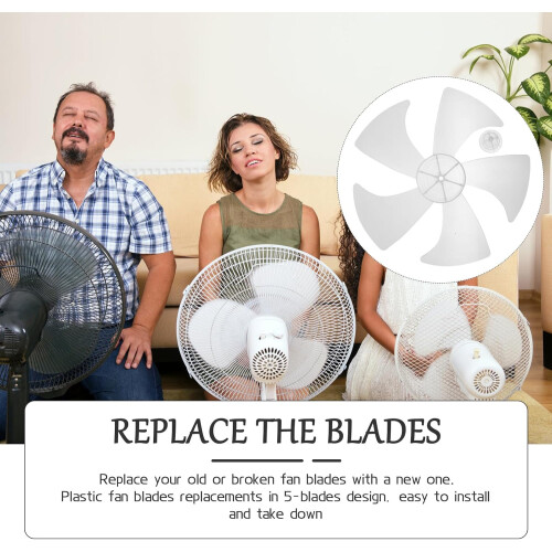 14 polegadas 5-lâminas substituição fã lâminas para pedestal e mesa fãs material plástico branco fácil de instalar 2