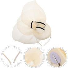 Court Hat Women Fascinator Elegant Plume Wedding Headpiece Party Church Hair Accessories Beige
