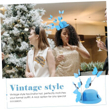 Clip para sombrero de fiesta de té con forma de mariposa, ideal para cócteles. Incluye malla azul.