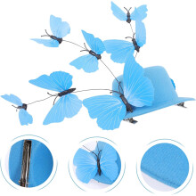 Butterfly Tiara Fascinator Hat Clip Tea Party Butterfly Clips for Women Cocktail Party Hat Mesh Plume Blue