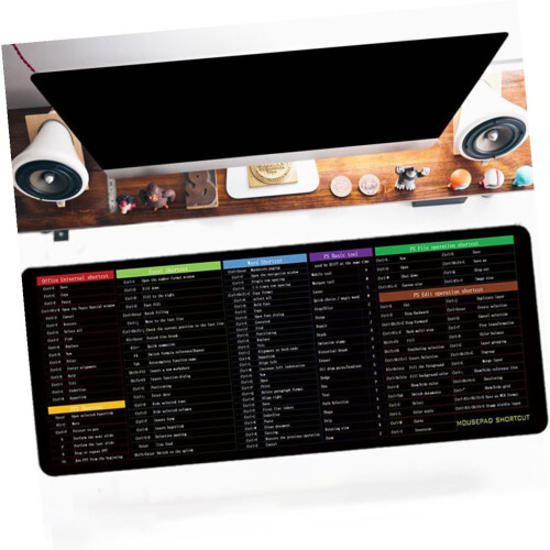 Πατάκι γραφείου Mouse Pad 300x900x3mm Αντιολισθητικό πληκτρολόγιο συντομεύσεων αγγλικών 2