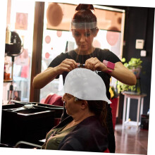 Gorro de silicona para teñir el cabello, reutilizable, con kit de agujas para mechas, ideal para peluquería y estilismo en casa.