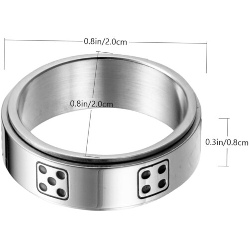 1pc Creative Man Ring Elegant Titanium Steel Finger Accessory with Rotating Dice 1