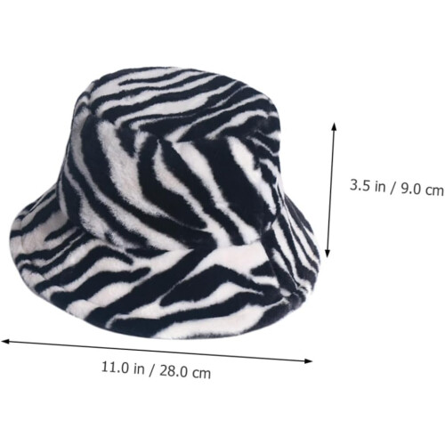 Plüsch-Bucket-Hat mit Zebramuster, warmer, winddichter Fischerhut 2