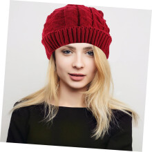 Estilo mulheres inverno chapéu moda malha Beret para senhoras meninas proteção fria mais quente forrado Merino vermelho
