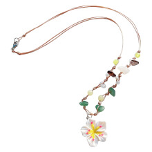 Leuke hars bloemen touw ketting ketting casual vakantie-Wit