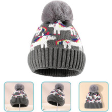 Strickmütze mit Einhorn-Motiv und Ohrenschutz, warme Wintermütze für Jungen