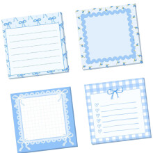 4 Stuks Bowtie Print Zelfklevend Notitieblok 30 Vellen Elk-blauw