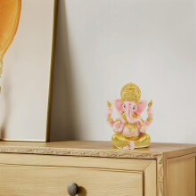 Elefantengott-Statue aus Kunstharz mit goldener Oberfläche, elegante Elefantenfigur, Heimdekoration