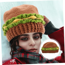 Kawaii Hamburger-Mütze, lustige Strickmütze für Outdoor-Aktivitäten, bezaubernde Cartoon-Kopfbedeckung