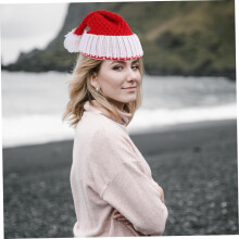 Gebreide kerstmuts voor dames, warme wollen beanie voor kerst en andere feestelijke gelegenheden, rood