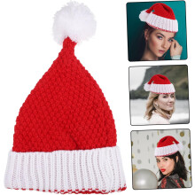 Weihnachtsmannmütze, Strickmütze für den Winter, warme Wollmütze für Damen, ideal für Weihnachten und festliche Anlässe, Rot