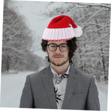 Chapéu de malha de Santa Chapéu para mulheres ao ar livre de inverno Chapéu quente de lã Beanie mulheres para ocasiões festivas de Natal Vermelho