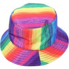 Regenbogenfarbener Fischerhut, wendbar, ideal für Pride-Paraden, Partys und Karneval/Cosplay