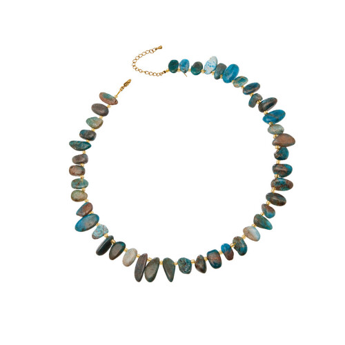 Contemporary Beaded Layering Necklace Irregular-blue ling gray